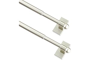 CGBAIEE Multi functional hanging pole，Magnetic Curtain Rods for Metal Doors，No tools required,Multi-Use Adjustable Appliance for Windows Iron Steel Places，09-16 Inch，2 Pack,Nickel