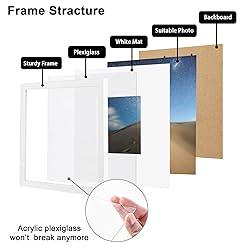 KINLINK 8x8 Picture Frames White, Photo Frames with
