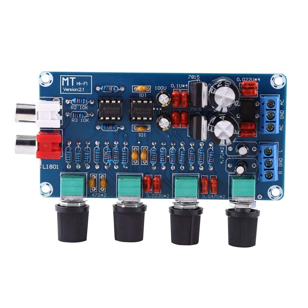 Amplifier Board, HIFI Preamplifier Control Board Module, HIFI OP-AMP NE5532 Preamplifier, Electronic Volume Tone Control Assembled Board, for Sound System Car Home Speaker Computer Speaker Kit