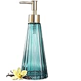 EMPO Vintage Elegant Glass Soap Dispenser, Liquid Soap/Sanitizer/Shampoo Bottle with Golden ABS Pump, Rustic Farmhouse Decor Hand Soap Dispenser Bathroom Accessories (Ocean Teal)