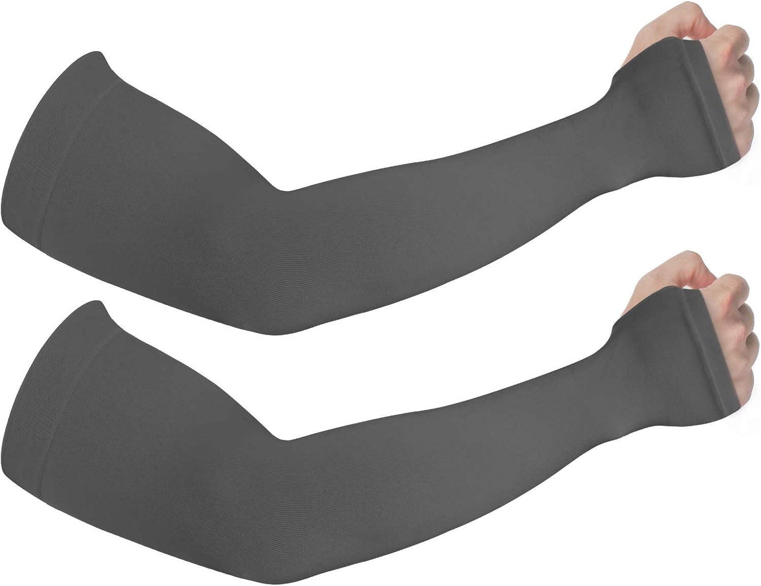 2 & 4 Pairs Sun Protection Arm Sleeves With Thumb Holes for Men & Women, Deep Grey: Clothing