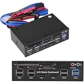Internal Card Reader, 5.25inch Media Dashboard Front Panel Audio, All-in-1 Card Reader with USB3.0/2.0 HUB eSATA SATA Multi Card Reader(M2 / TF/SD/MMC/MS/CF)
