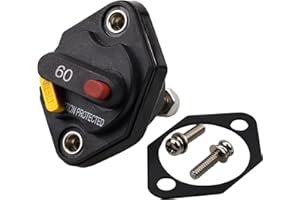 JIAKUPA - 12V 24V 32V DC 60A Panel Mount Circuit Breaker with Switchable Manual Reset Button for Car Truck RV Marine Trailer 