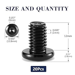 M6 x 12mm 20Pcs Flat Head Hex Socket Cap Screws