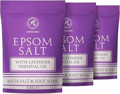 AROMATIKA Epsom Bath Salt Lavender 3x1000g Magnesium Sulphate Natural Relaxation