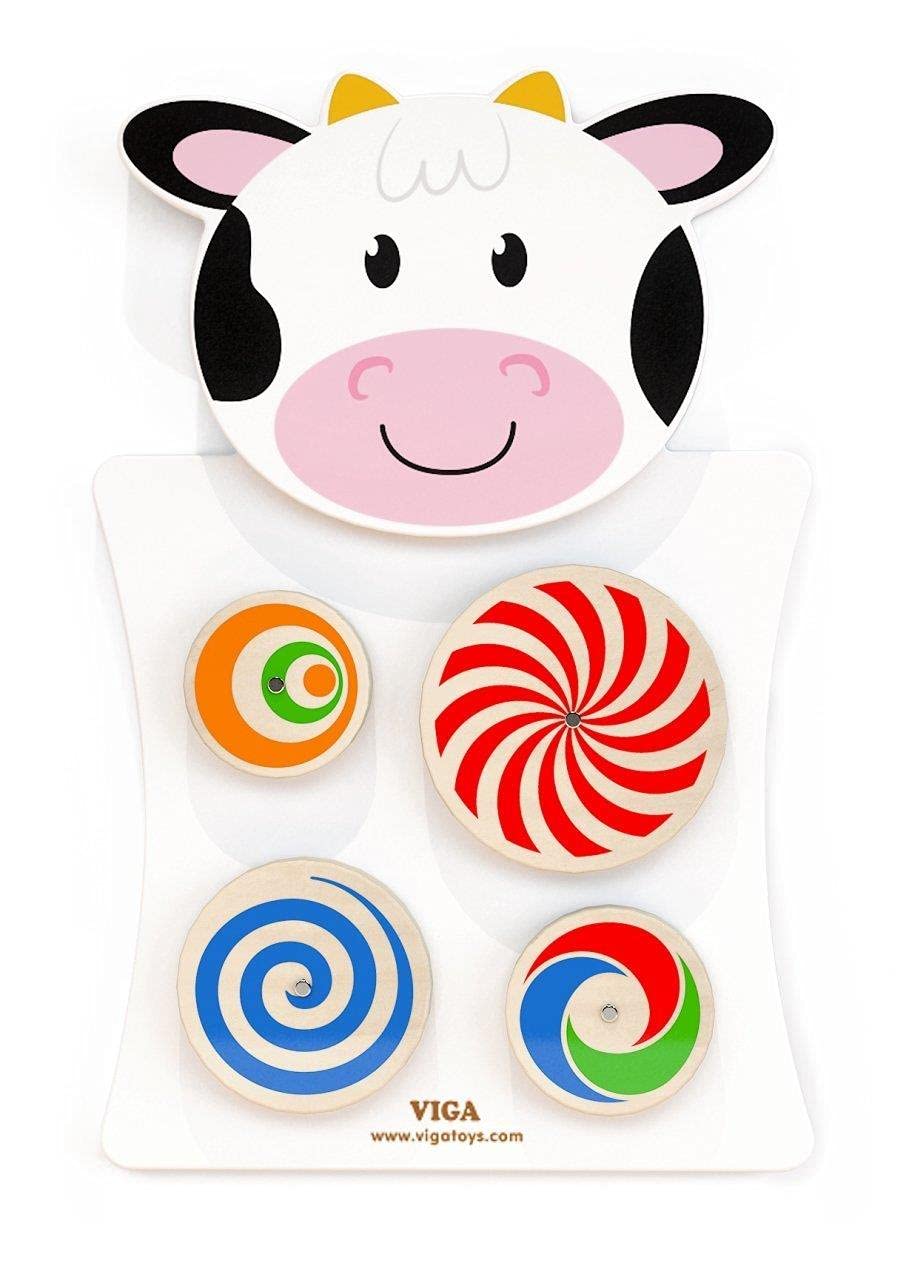 Viga Wooden 'Turning Patterns' - Cow Wall Toy