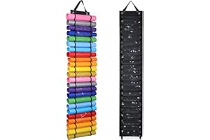 AROUY Vinyl Storage Organizer - Vinyl Roll Holder Wall Mount/Over The Door, Craft Vinyl Storage Rack, Hanging Organizer Storage with 24 Roll Compartments (24 - Black)