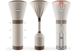 HAMLER Patio Heater Covers, Outdoor Heater Covers Waterproof with Zipper, Outdoor Patio Heater Cover Fits up to 89"H x 33"W x 19"W, Heavy Duty Heater Covers for Standing Heater, Brown & Beige