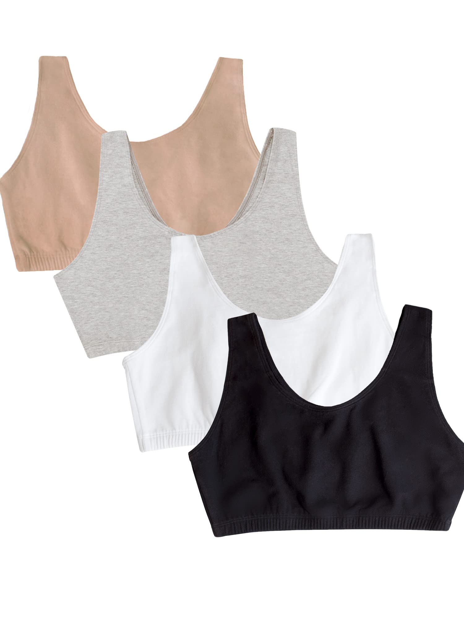 Photo 1 of Fruit of the Loom Women's Built Up Tank Style Sports Bra Value Pack, Black/Heather Grey/Sand/White