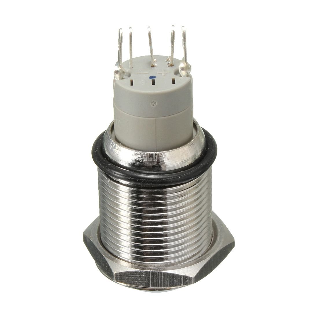 FICBOX 2Pack Momentary Speaker Horn Push Button With Blue LED Light 19mm 12V Car Auto Metal Switch