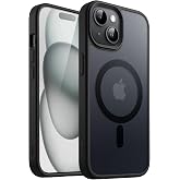 JETech Magnetic Matte Case for iPhone 15, Black | Compatible with MagSafe, Translucent Matte Back, Slim Shockproof Protection
