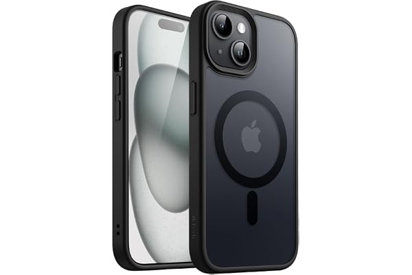 JETech Magnetic Matte Case for iPhone 15, Black | Compatible with MagSafe, Translucent Matte Back, Slim Shockproof Protection