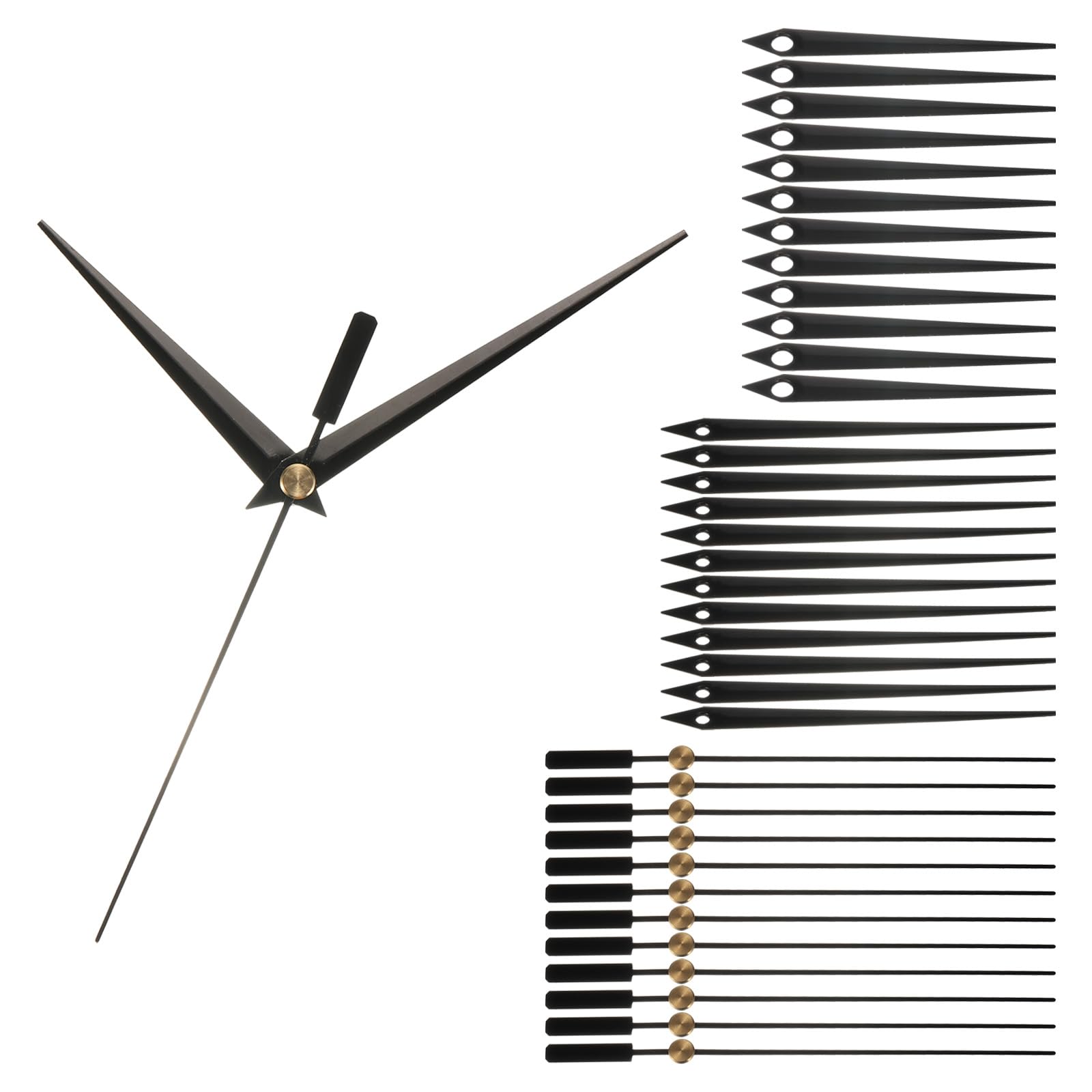 PATIKIL Replacement Clock Hands Kit, 12 Set Clock Mechanism Movement Aluminum Hands Parts Replacement for Repair DIY, Black, A01