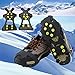 HoFire Ice Cleats for Shoes and Boots, Ice Snow Traction Cleats Grippers, Non Slip Shoe Ice Grippers,10 Steel Rubber Spikes Crampons Anti Easy Slip Studs Crampons Slip-on Stretch Footwear(Black, S)