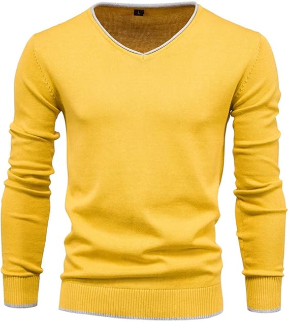 BHDKITZW Suéter de algodón 100 con cuello en V para hombre, color
