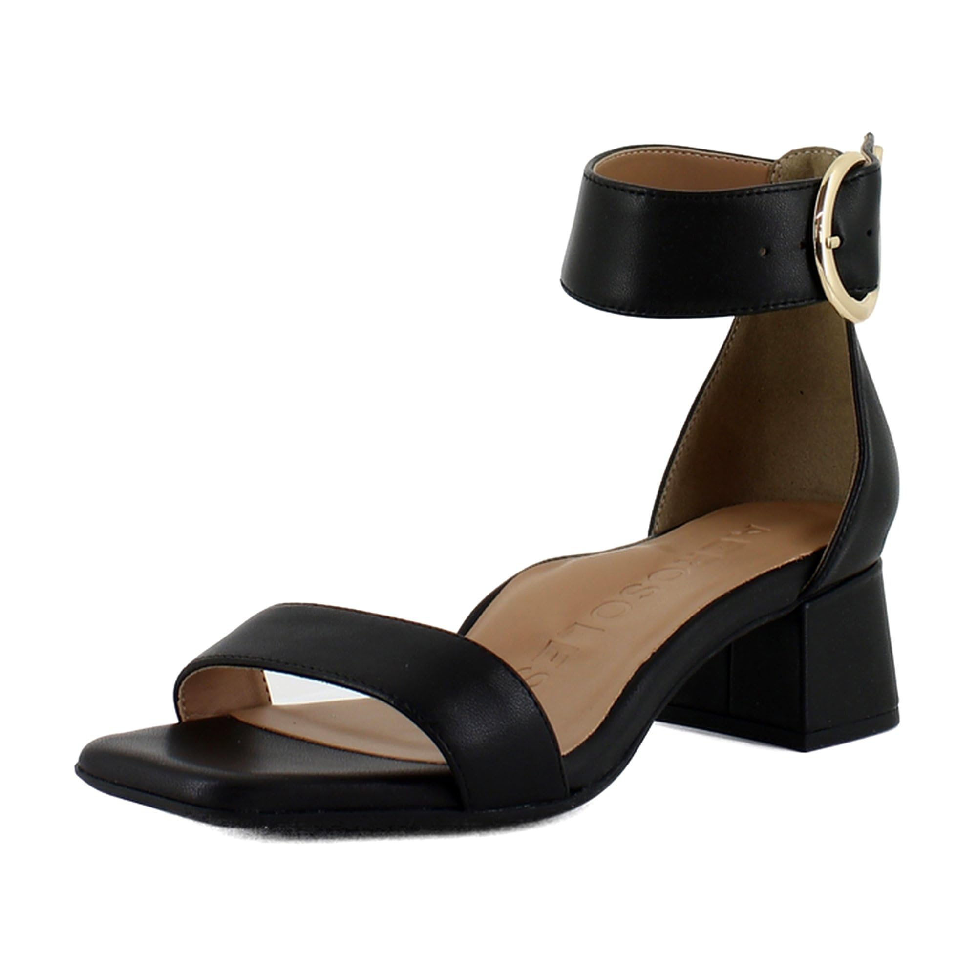 Aerosoles Women’s Eliza Heeled Sandal, Black Leather, 7.5 Wide
