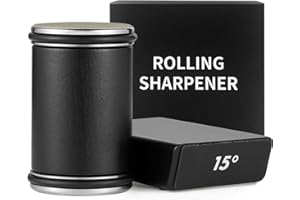 LESHP Rolling Knife Sharpener Tool, Roller Edge Countertop Knife Sharpener Kit Set Industrial Diamond Kitchen Knife Stone Set for Steel of Any Hardness and Two Grinding Angles of 15° and 20° (black)