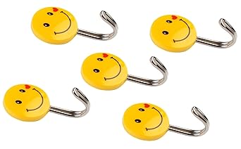 HOKIPO Self Adhesive Smiley Hooks, 5 Pieces, Load Capacity 0.5kg