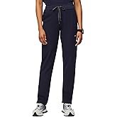 FIGS YOLA High Waisted Skinny Scrub Pants for Women — 11 Pockets, 4-Way Stretch, Yoga Waistband - Navy, Tall XS