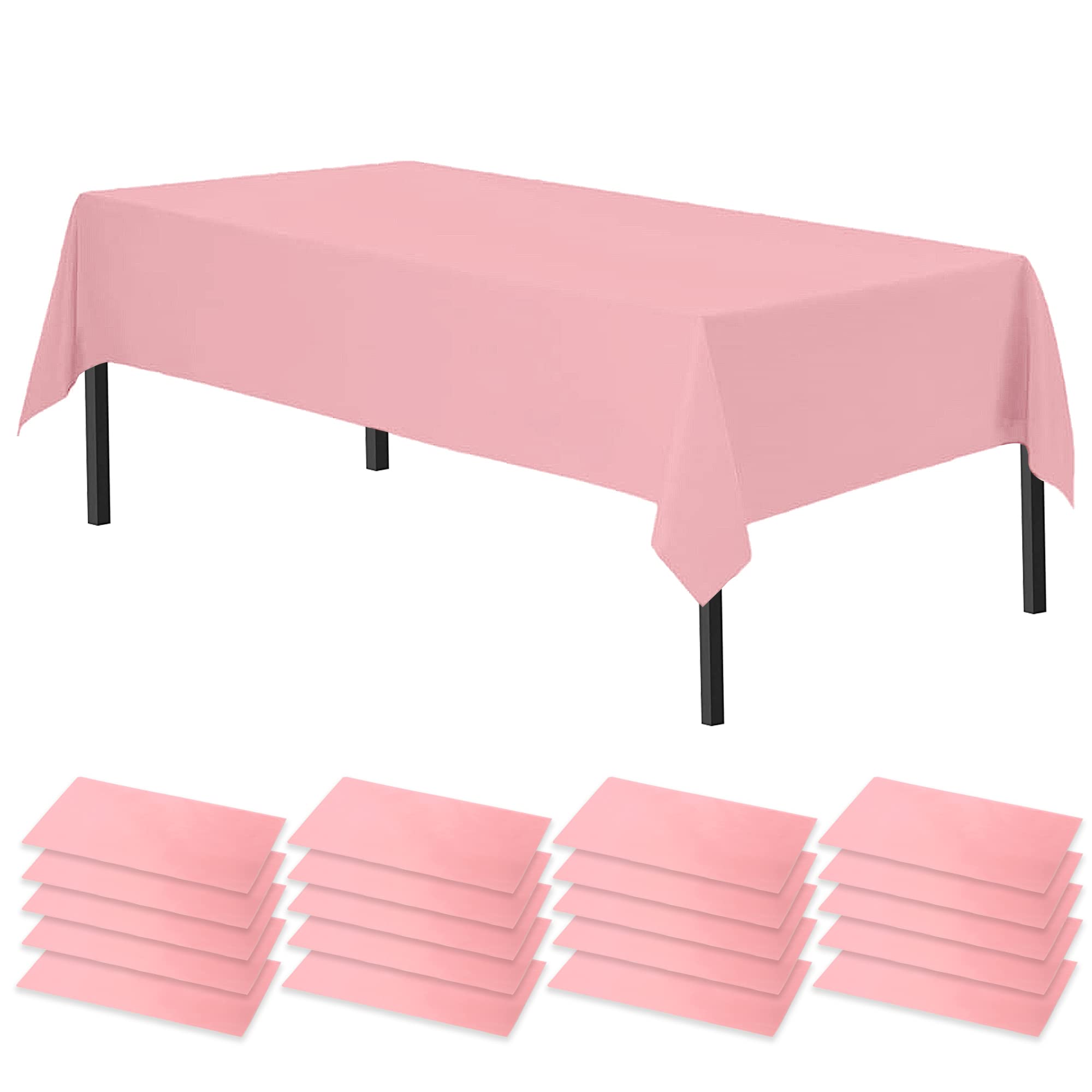 Time to Sparkle 10 Pack Plastic Tablecloths 54" x 108" Plastic Dining Table Cloth Premium Rectangle Table Cover for Parties Wedding Banquet etc Indoor Or Outdoor Baby Pink