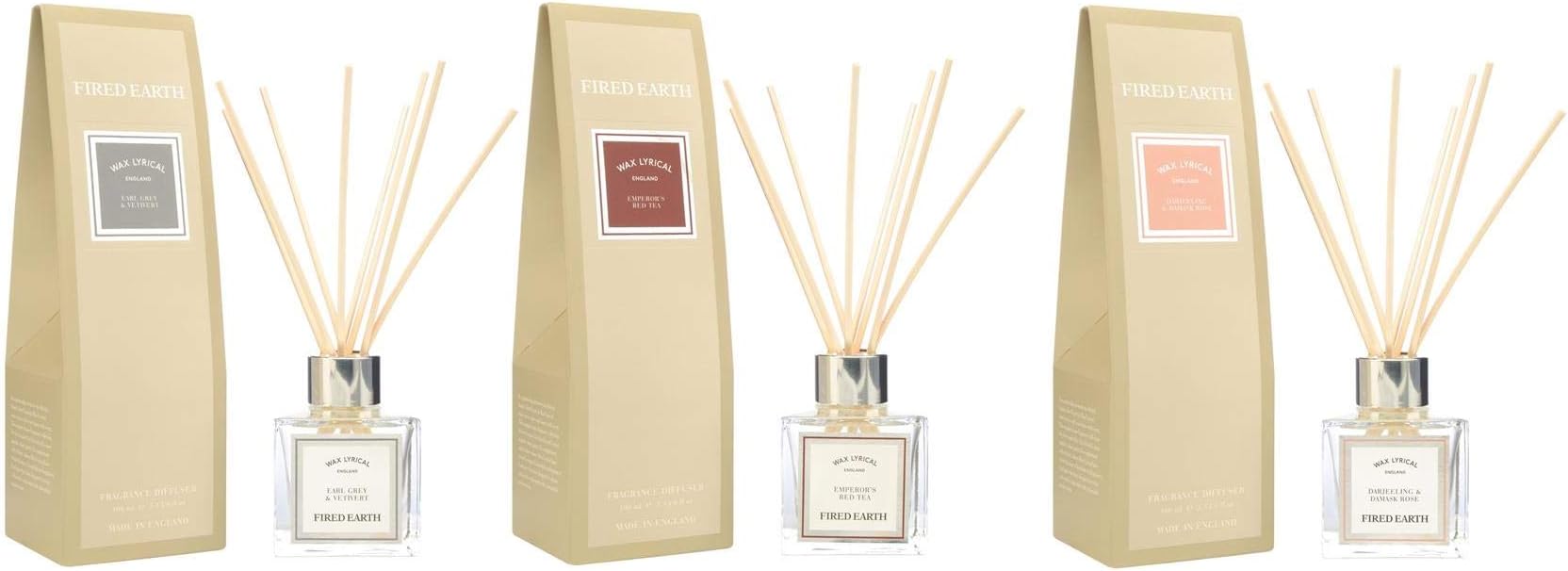 Fired Earth Pack 3 Wax Lyrical Reed Diffusers 100ml Each