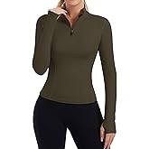 ZHENWEI Womens Workout Tops Long Sleeve Quarter Zip Pullover Quick Dry Golf Shirt Athletic Slim Fit Crop Yoga Gym Tops