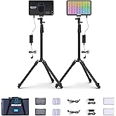 amaran Pano 60c 2-Light Kit Panel Lights,60W RGBWW Full Color Video Light | 2300~10000K Dimmable Photography Lighting Kit w/Light Stand for Video Recording,Game Streaming LED Studio Light(Charcoal)