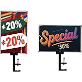 2 Sets Plastic Sign Holder Clamps with 8.3 x 11.7 Inch Vertical Acrylic Frame, Black Adjustable Sign Clip, Rotatable Price/Sale Tag Holder for Supermarket Clothing Stores Office