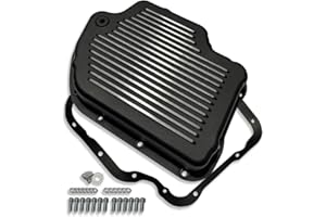 DEMOTOR PERFORMANCE Aluminum Finned Transmission Pan Black Fits Chevy/GM Turbo 400 with Gasket