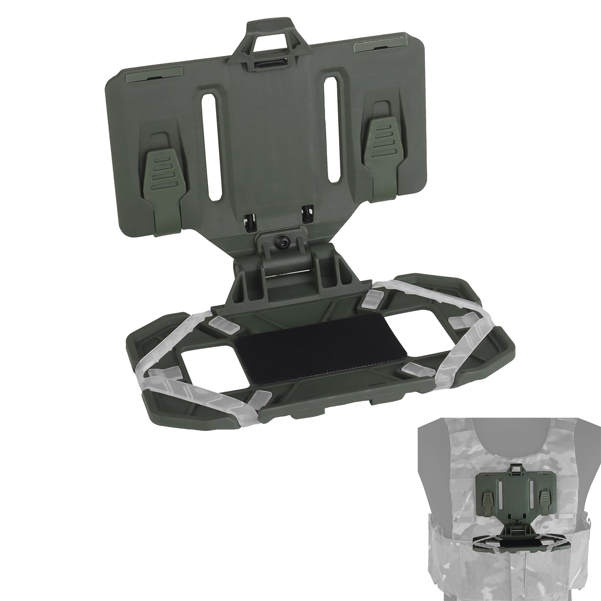 WISEONUS Tactical Vest Molle Phone Holder Chest Phone Foldable Navigation Board Cellphone Molle Mount Carrier Accessories for Phone Screen Size 4.7"-6.7" (OD)