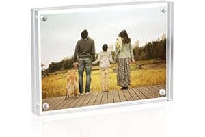 Sezanrpt Acrylic Picture Frames 2.5x3.5 inches, Clear Double Sided Magnetic Photo Block Frame,Desktop Frameless Picture Display, Wallet Small Picture Frames 2x3