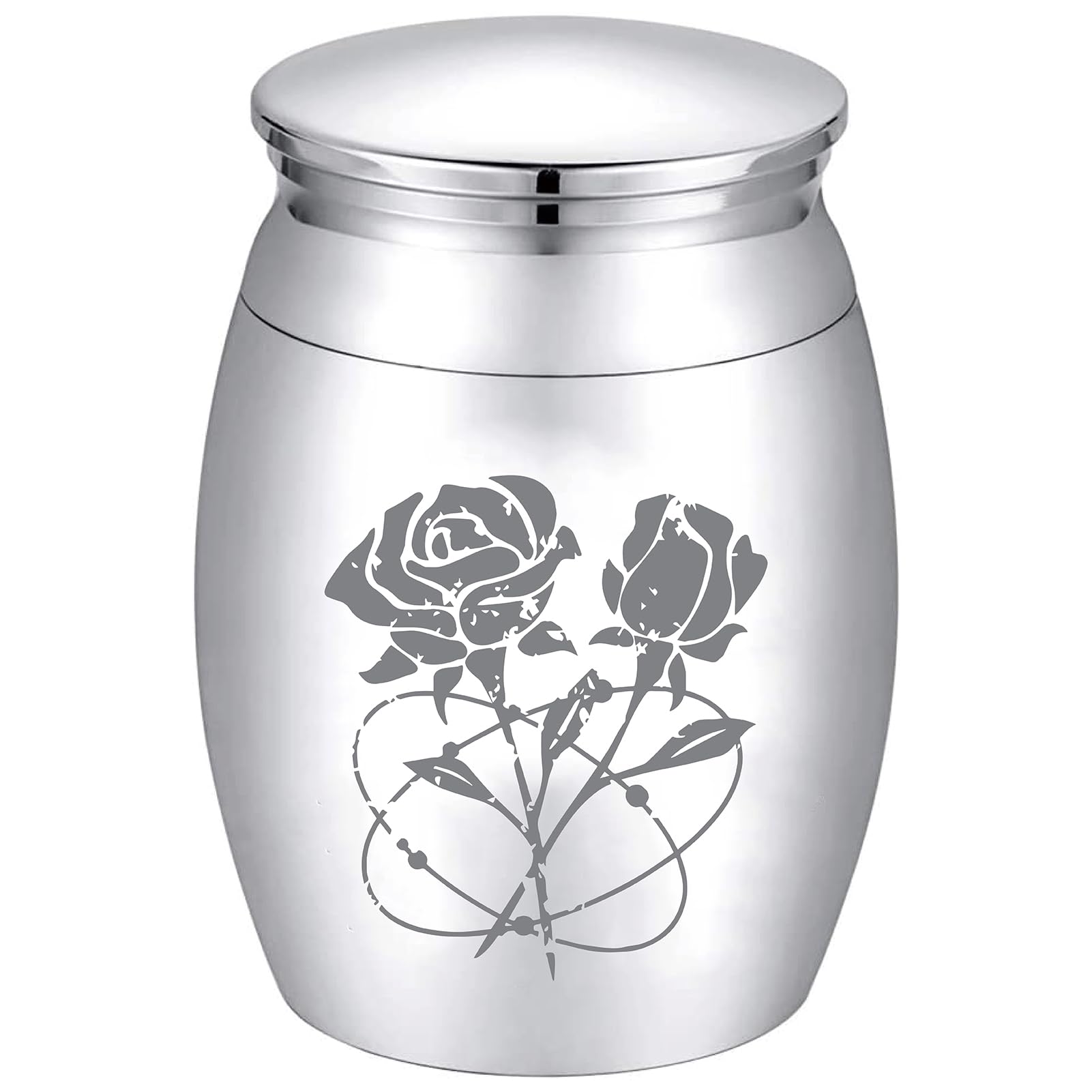 CREATCABIN Small Urns for Ashes Mini Cremation Urns Ashes Keepsake Memorial Stainless Steel Metal Funeral Urn Burial for Pet Human Dog Cat 1.57 x 1.18 Inch-Rose(Silver)