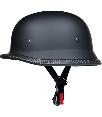 German Style Motorcycle Half Helmet Open Face Adult Men Women DOT Approved Retro Helmet，Matte Black (Large) : Automotive