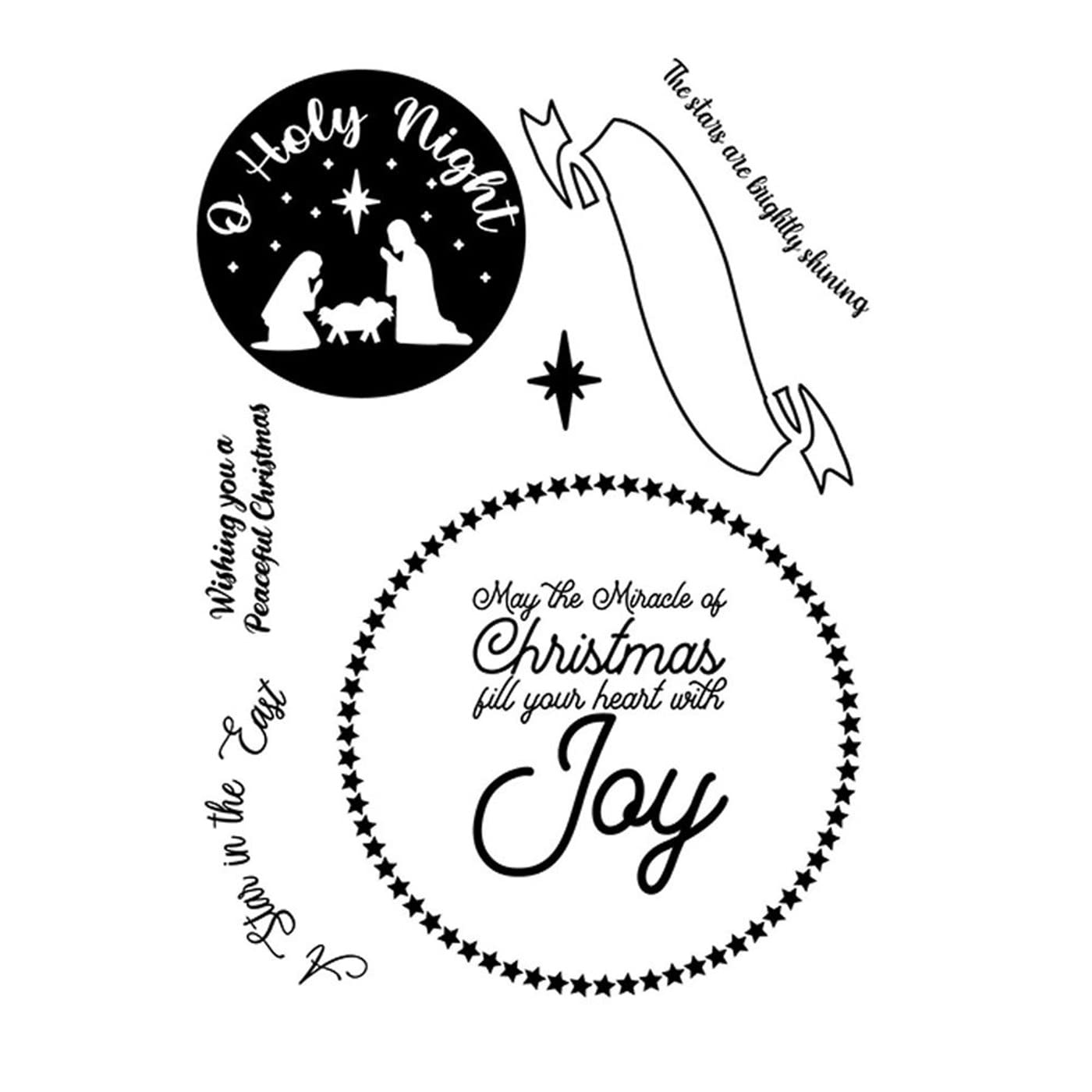 arriettycraft Merry Christmas Joy Star Holy Night Clear Stamps for Cards Making Decoration and Scrapbooking Rubber Stamps for Craft