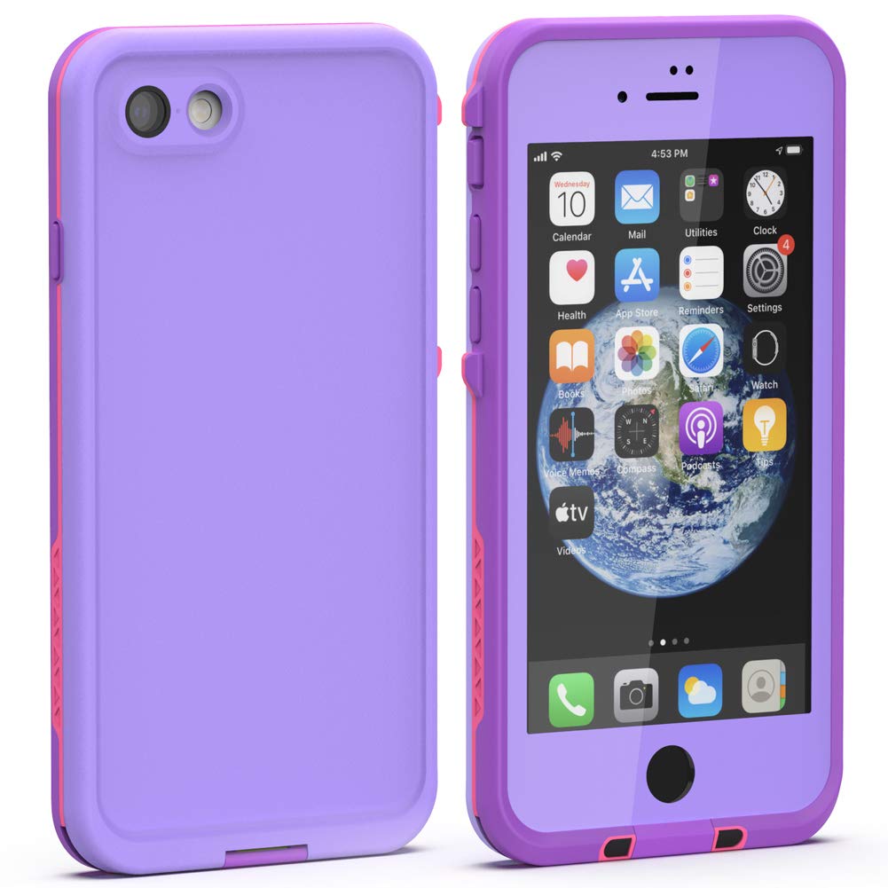 Photo 1 of Diverbox for iPhone SE 2020 Waterproof Case iPhone 8 Waterproof Case,Waterproof Shockproof IP68 Full-Body Sturdy Case Built-in Screen Protector for Full Sealed Cover 4.7 in (Purple)