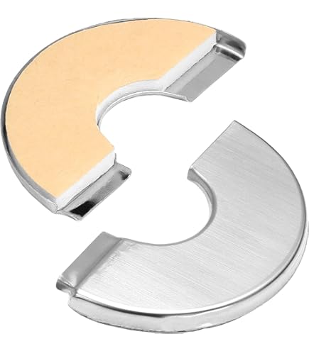 ABS Round Wall Covers Antrader 2 Pack 2 Inch ABS Round Escutcheon Plates - White Pipe Hole Cover Wall Mount Self-adhesive Pipe Decor