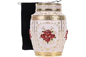 YOUDEAR MEMORIALS Medium Urn for Human Ashes - Rose Cremation Urn for Ashes Women Mom - Urns for Human Ashes Female Mother Hold 70 Cubic inches of Ashes - Suitable for A Lost Baby or Girl (Gold-Red)