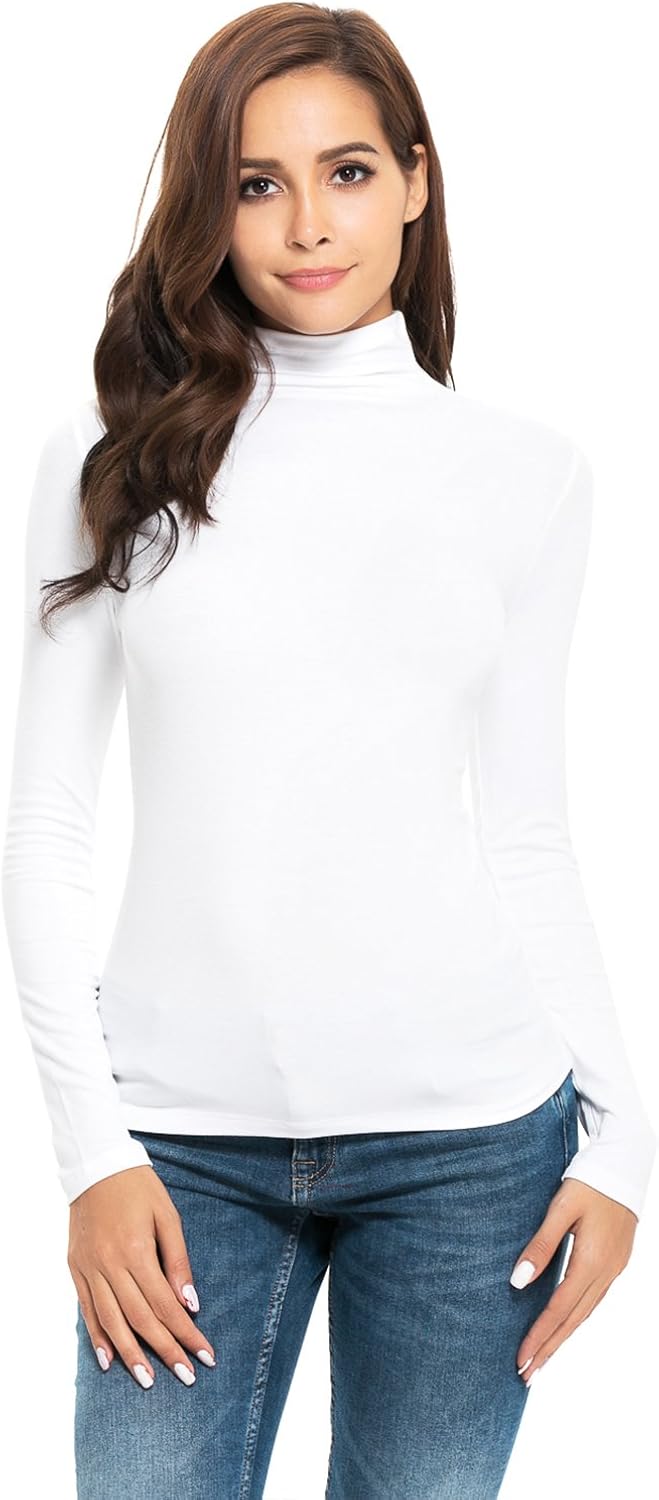 Womens Long Sleeve Mock Turtleneck Stretch Fitted Underscrubs Layer Tee Tops at  Women’s Clothing store