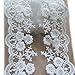 3 Yards 4-1/4 Inches Wide Cotton Embroidered Lace Trimming Fabric for Garment and DIY Craft Supply Floral Pattern (White)