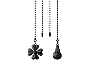 ELFCAB Ceiling Fan Pull Chain 13.9 Inches Long 2 pcs 3mm Diameter Beaded Ball Chain pulls for Ceiling Fans and Lights Set with Connector(Black)