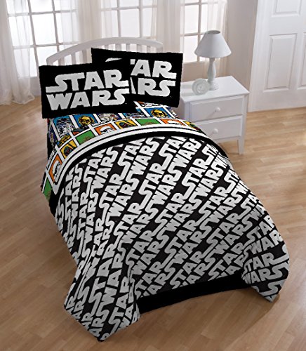 Star Wars Classic Twin/Full Comforter - Super Soft Kids Reversible Bedding - Fade Resistant Polyester Microfiber Fill (Official Star Wars Product)