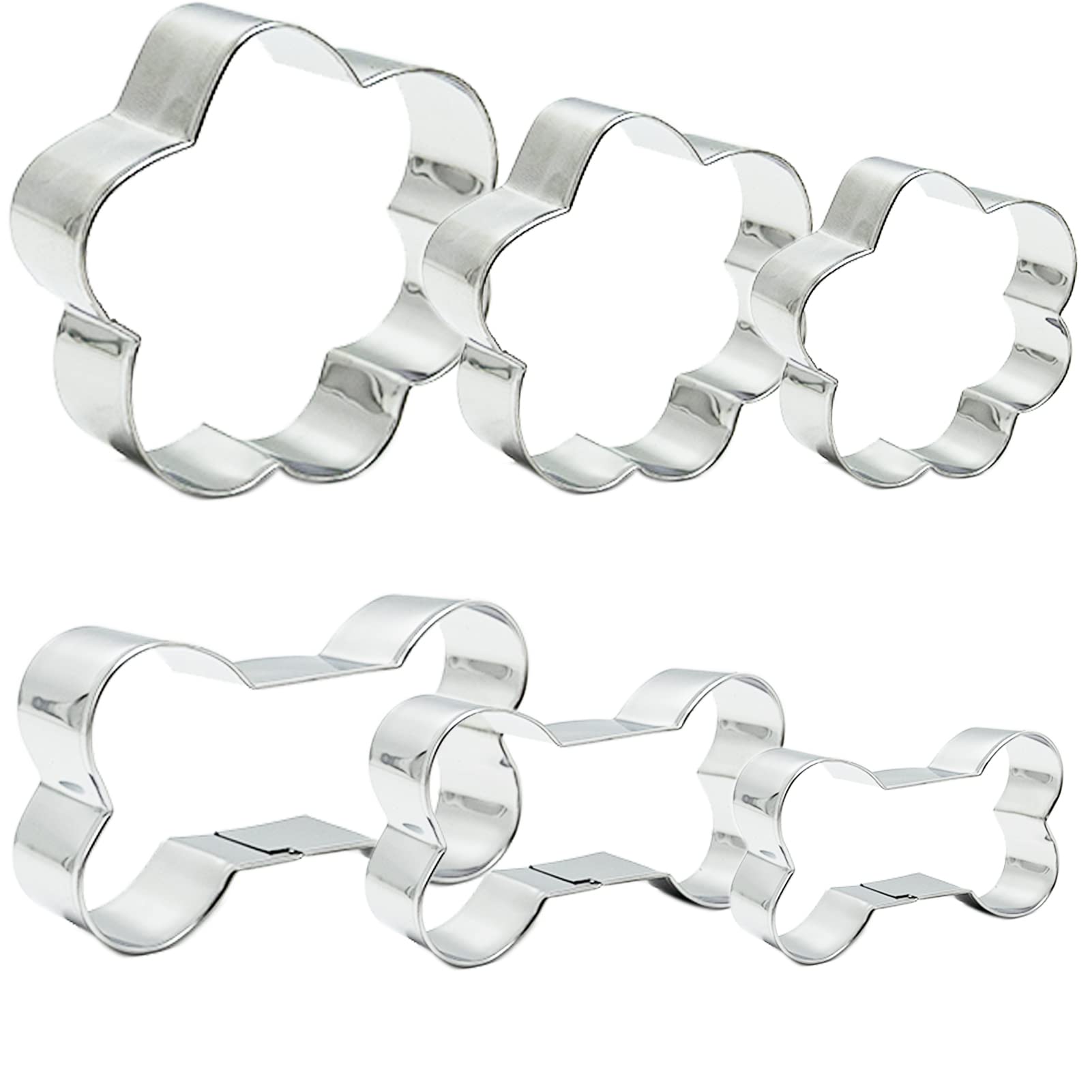 6 Piece Dog Cookie Cutter Set, Cartoon Dog Bone, Paw Print Animal Cookie Cutters Dog Shaped Mould for DIY Baking Biscuit Pastry Cutter