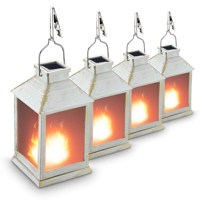 10" Vintage Style Solar Powered Lantern Fame Effect(Metallic Coating