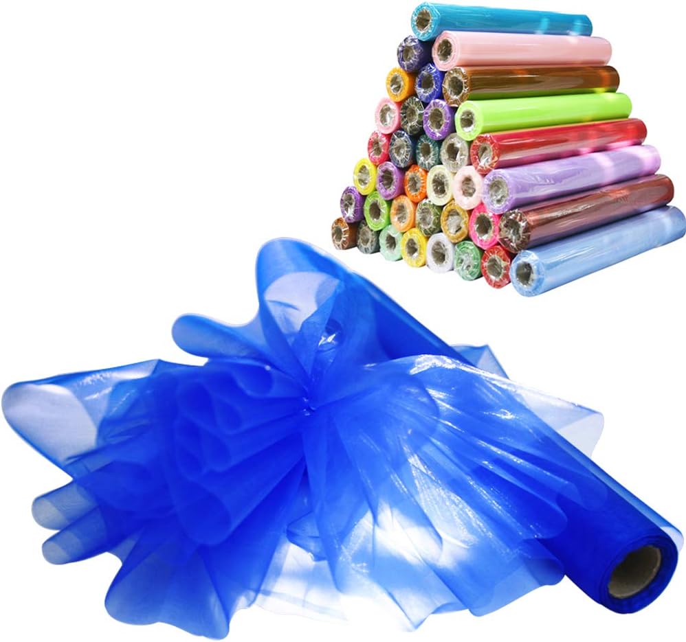 Time to Sparkle 26M x 29cm Sheer Organza Roll Sash Fabric Table Runner Sashes Chair Cover Bows Swags Wedding Party - Royal Blue