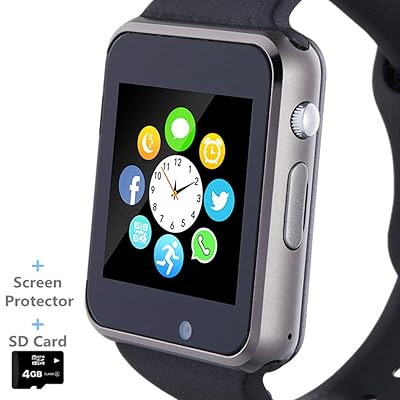 Smart Watch, Smartwatch Phone with SD Card Camera Pedometer Text Call Notification SIM Card Slot Music Player Compatible for Android Samsung&nbsp;Huawei and iPhone (Partial Functions) for Men Women Teens