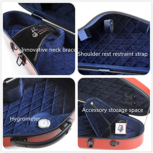image for Violin Hard CaseAileen 4/4 Full Size Luxury Fiberglass with Hygrometer