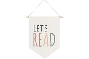QODUNG Let's Read Reading Corner Banner,Kids Reading Decor,Canvas Hanging Pennant Flag Banner Wall Sign Decor for Preschool Home Kids Room Reading Room Nursery Classroom