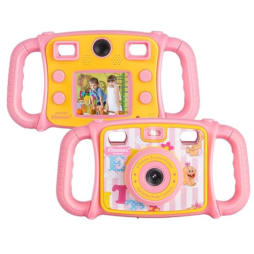 DROGRACE Kinderkamera 1080P HD Digital Foto / Video Kamera Selfie Dual Kamera mit 4-fachem Zoom, Blitzlicht, 5,1 cm LCD und T