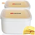 Mixcia 2Pack Cheese Storage Container for Fridge, Sliced Cheese Holder with Lids, Keeps Cheese Fresh and Delicious Cheese Container, Plastic Sliced Cheese Container Set(Cheese Containers)