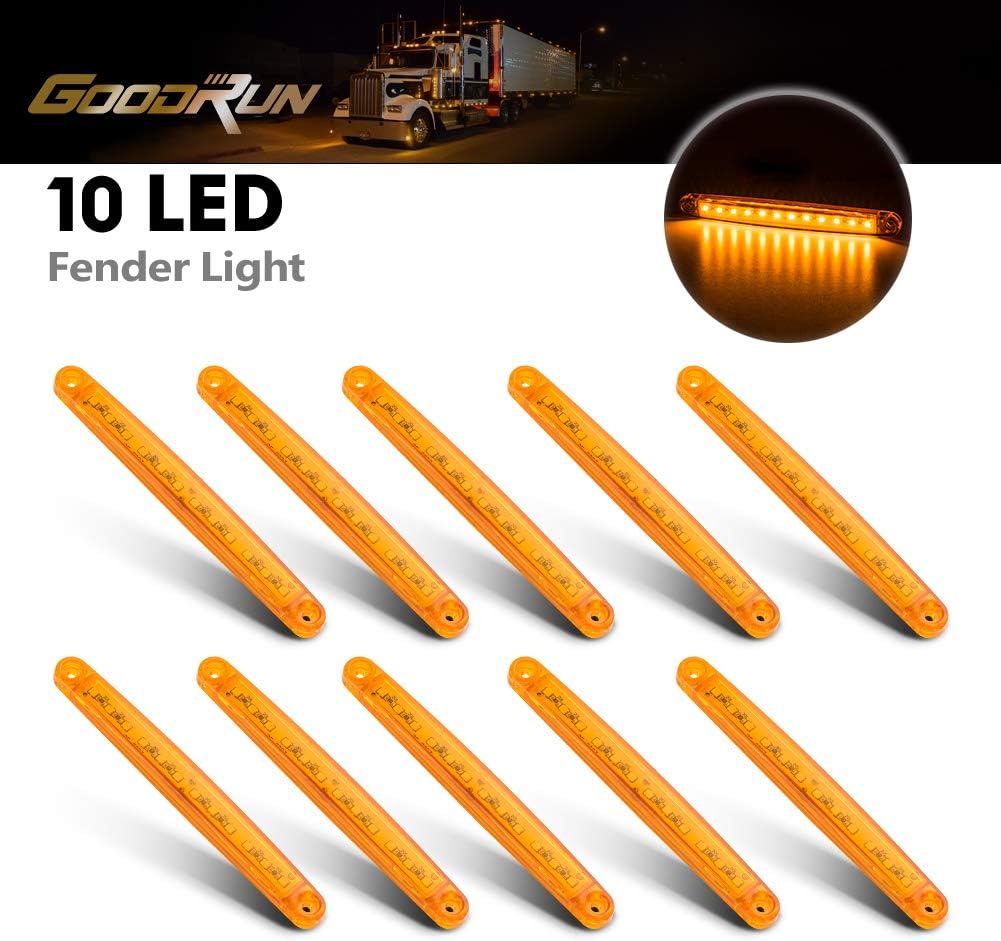 GOODRUN 10ps 12V Side Marker Lights Truck Extension 6 LED